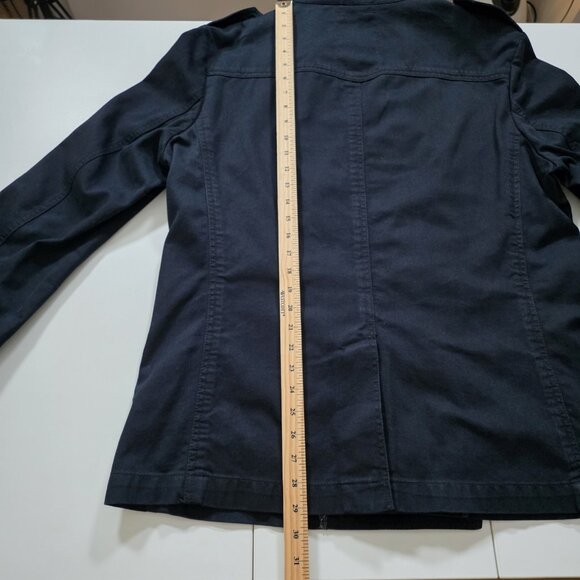 Zara Trench Coat Men XL Navy Double Breasted Vented Twill Cotton Unlined Pockets - Picture 7 of 16